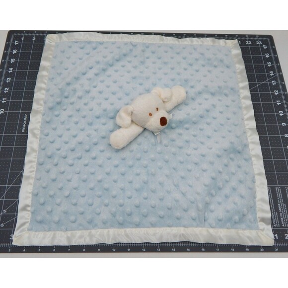 Blankets and Beyond White Blue Dog Lovey Baby Satin Trim Minky Dots Security - Picture 2 of 8
